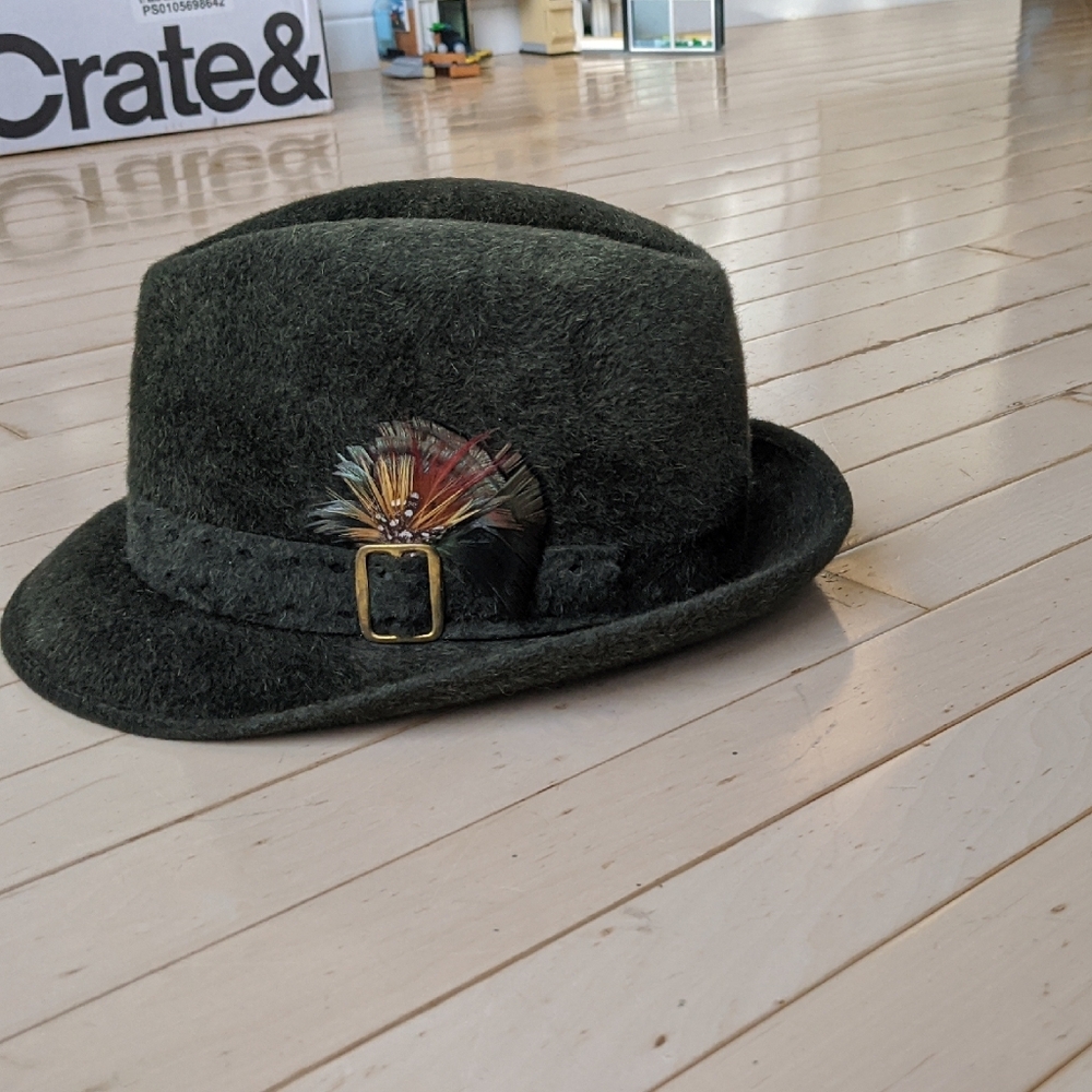Men's Green Biltmore Fedora Hat with Feather Accent